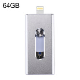 RQW-02 Unidad flash 3 en 1 USB 2.0, 8 pines y micro USB de 64 GB, RQW-02, color plateado